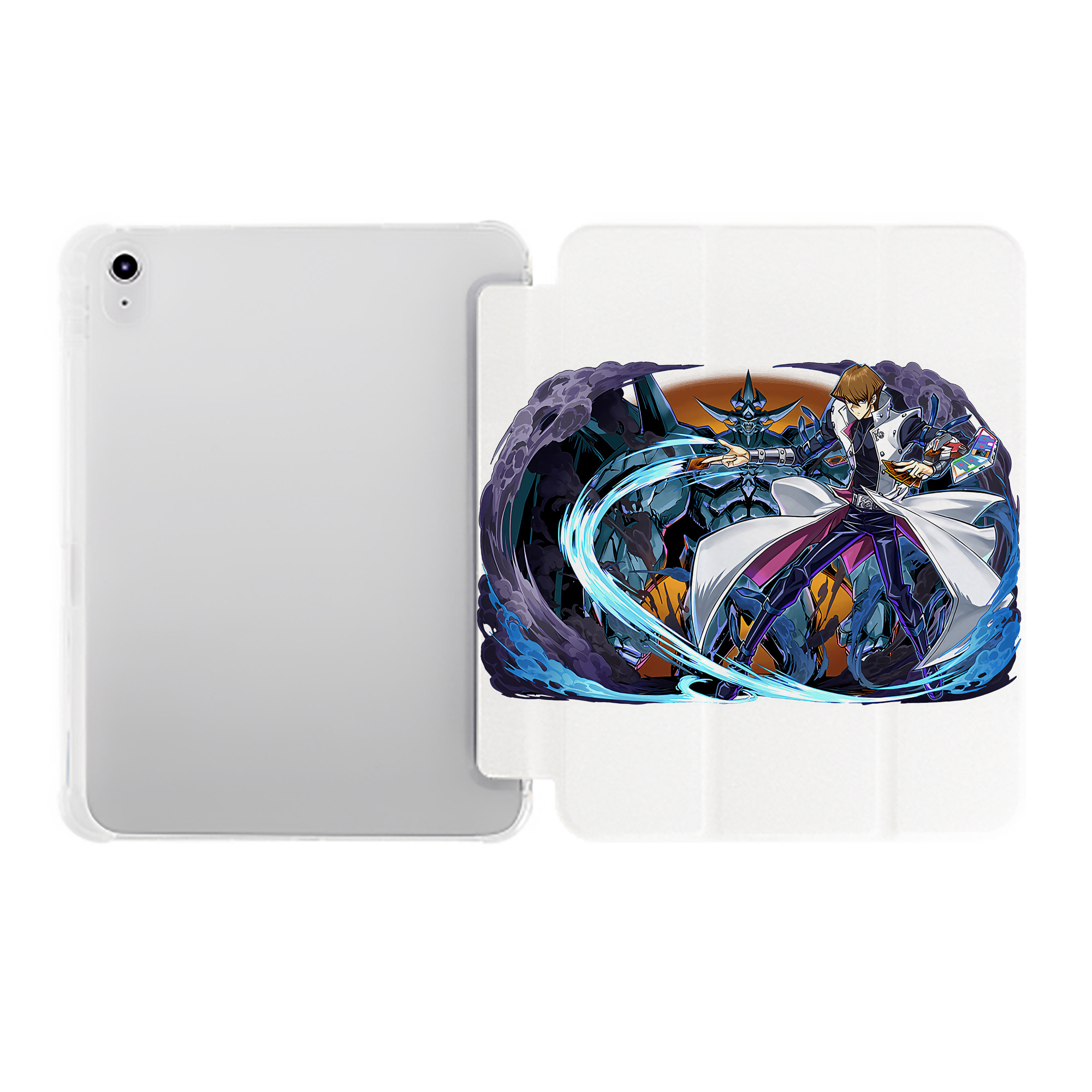 （画像用） 遊☆戯☆王 Yu-Gi-Oh! IPad ケース ペン収納付き 三つ折りスタンド PUレザー×シリコン 対応機種9.5/10.5/10.9インチ